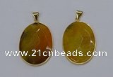 NGP3292 33*45mm faceted oval agate gemstone pendants wholesale