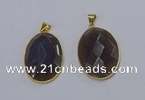 NGP3295 33*45mm faceted oval agate gemstone pendants wholesale