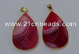 NGP3296 37*57mm faceted flat teardrop agate gemstone pendants