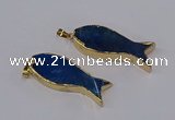NGP3315 16*50mm - 18*52mm fish-shaped agate gemstone pendants