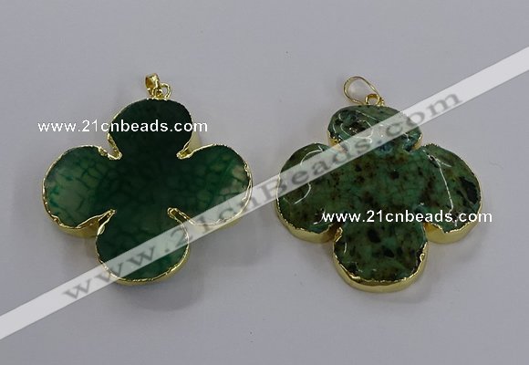 NGP3337 43*45mm - 45*47mm flower agate gemstone pendants