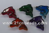 NGP3429 25*40mm - 30*45mm dolphin agate gemstone pendants