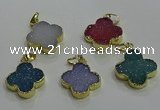 NGP3434 20*20mm - 22*22mm flower druzy agate gemstone pendants