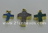 NGP3437 20*22mm - 25*35mm cross druzy agate gemstone pendants