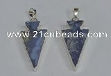 NGP3491 15*30mm - 18*40mm arrowhead blue lace agate pendants