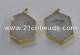 NGP3493 25*40mm - 30*45mm hexagon druzy agate pendants