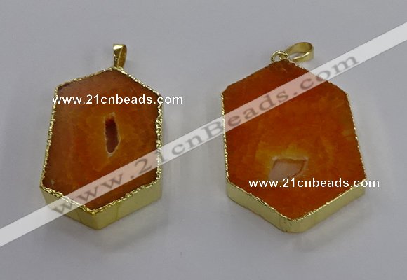 NGP3494 25*40mm - 30*45mm hexagon druzy agate pendants