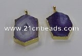 NGP3495 25*40mm - 30*45mm hexagon druzy agate pendants