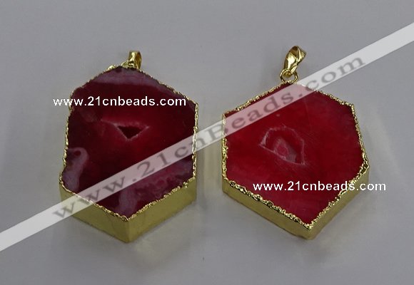 NGP3496 25*40mm - 30*45mm hexagon druzy agate pendants