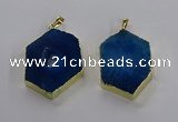 NGP3497 25*40mm - 30*45mm hexagon druzy agate pendants