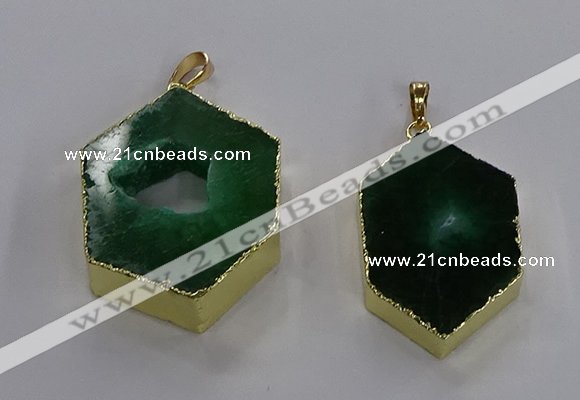 NGP3498 25*40mm - 30*45mm hexagon druzy agate pendants