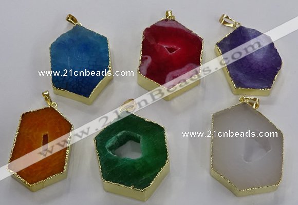 NGP3501 25*40mm - 30*45mm hexagon druzy agate pendants