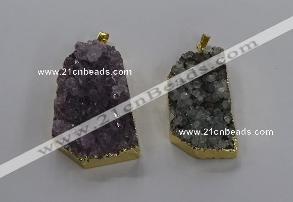 NGP3506 22*40mm - 30*45mm freeform druzy amethyst pendants