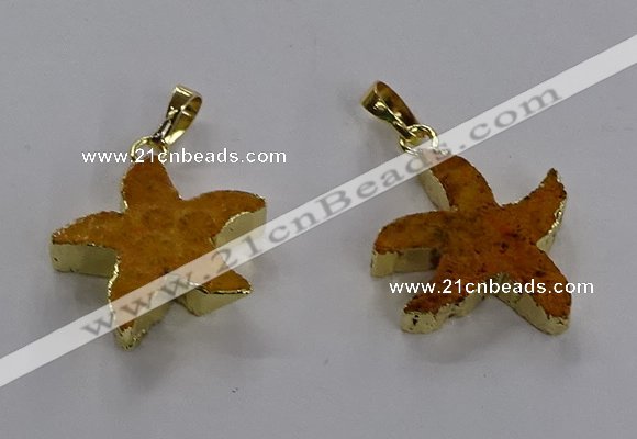 NGP3510 24*25mm starfish fossil coral pendants wholesale