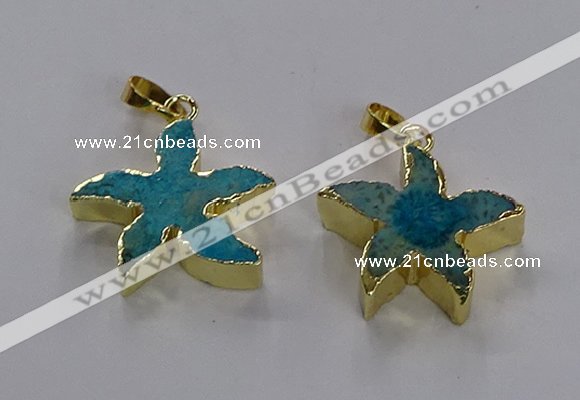 NGP3513 24*25mm starfish fossil coral pendants wholesale