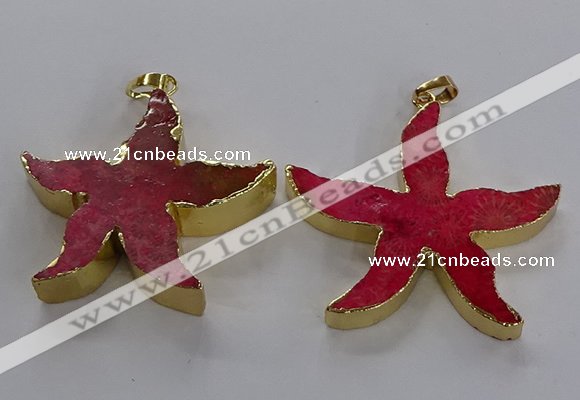 NGP3523 48*50mm starfish fossil coral pendants wholesale