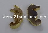 NGP3530 22*58mm - 25*55mm seahorse agate gemstone pendants