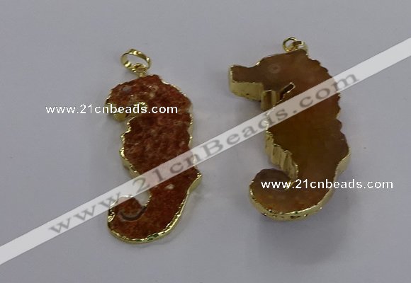 NGP3531 22*58mm - 25*55mm seahorse agate gemstone pendants