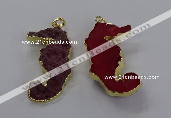 NGP3533 22*58mm - 25*55mm seahorse agate gemstone pendants