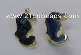 NGP3534 22*58mm - 25*55mm seahorse agate gemstone pendants