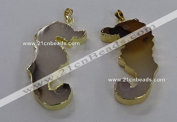 NGP3540 22*58mm - 25*55mm seahorse agate pendants wholesale