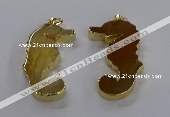 NGP3541 22*58mm - 25*55mm seahorse agate pendants wholesale