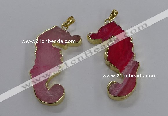 NGP3543 22*58mm - 25*55mm seahorse agate pendants wholesale