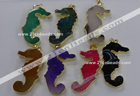 NGP3548 22*58mm - 25*55mm seahorse agate pendants wholesale