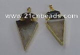 NGP3570 25*50mm - 30*55mm arrowhead druzy agate pendants