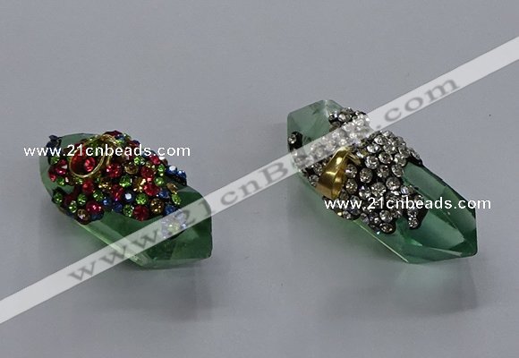 NGP3579 12*40mm - 15*45mm faceted nuggets green fluorite pendants