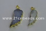 NGP3603 15*30mm - 18*40mm wing-shaped druzy agate pendants