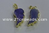 NGP3605 15*30mm - 18*40mm wing-shaped druzy agate pendants