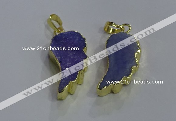 NGP3605 15*30mm - 18*40mm wing-shaped druzy agate pendants