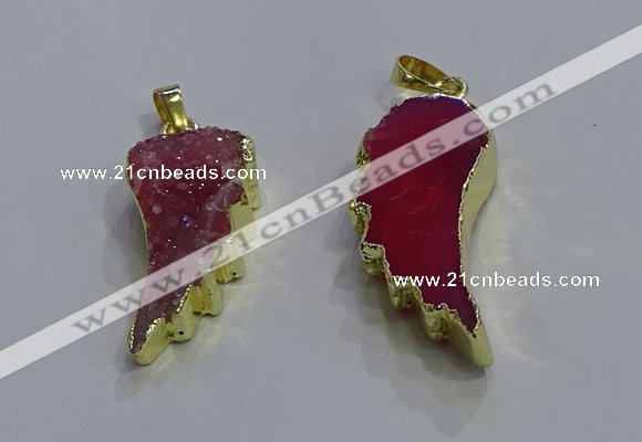 NGP3606 15*30mm - 18*40mm wing-shaped druzy agate pendants