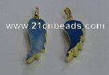 NGP3607 15*30mm - 18*40mm wing-shaped druzy agate pendants