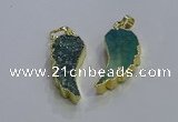 NGP3608 15*30mm - 18*40mm wing-shaped druzy agate pendants