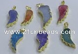 NGP3610 15*30mm - 18*40mm wing-shaped druzy agate pendants