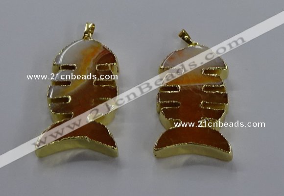 NGP3643 25*50mm - 28*55mm fishbone agate gemstone pendants