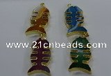 NGP3650 25*50mm - 28*55mm fishbone agate gemstone pendants