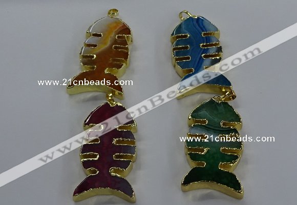 NGP3650 25*50mm - 28*55mm fishbone agate gemstone pendants