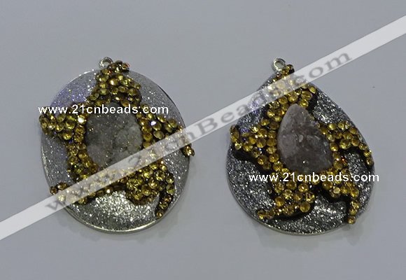 NGP3672 35*45mm freeform druzy agate pendants wholesale