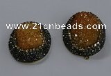 NGP3678 35*45mm oval plated druzy agate gemstone pendants