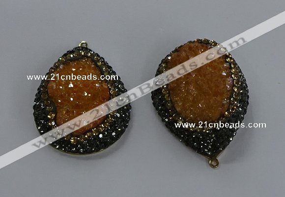 NGP3679 35*45mm teardrop plated druzy agate gemstone pendants