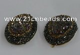 NGP3690 35*45mm oval plated druzy agate gemstone pendants