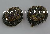 NGP3692 35*45mm freeform plated druzy agate gemstone pendants