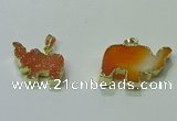 NGP3697 18*30mm - 22*35mm elephant druzy agate gemstone pendants