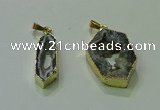NGP3706 12*30mm - 22*35mm freeform druzy agate gemstone pendants