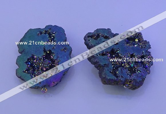 NGP3721 28*35mm - 40*45mm freeform plated druzy agate pendants