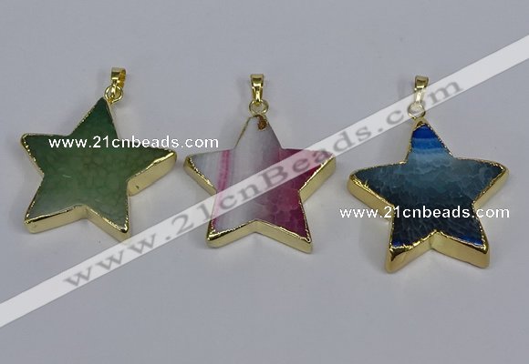 NGP3742 35*35mm star agate gemstone pendants wholesale