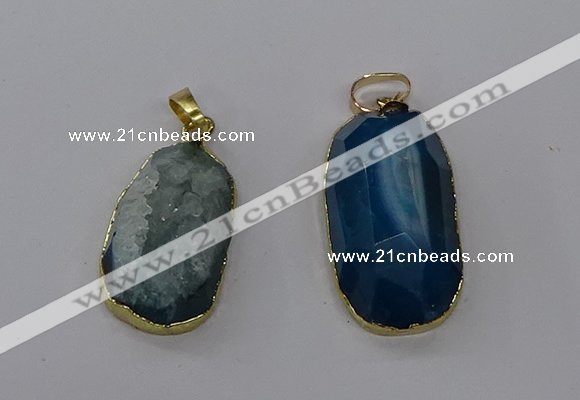 NGP3785 15*30mm - 18*35mm freeform druzy agate pendants